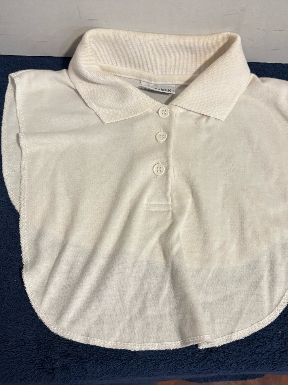 Vtg Specialty House White Dickey Collar Ribbed Polo-Style Neck 3 Button Placket